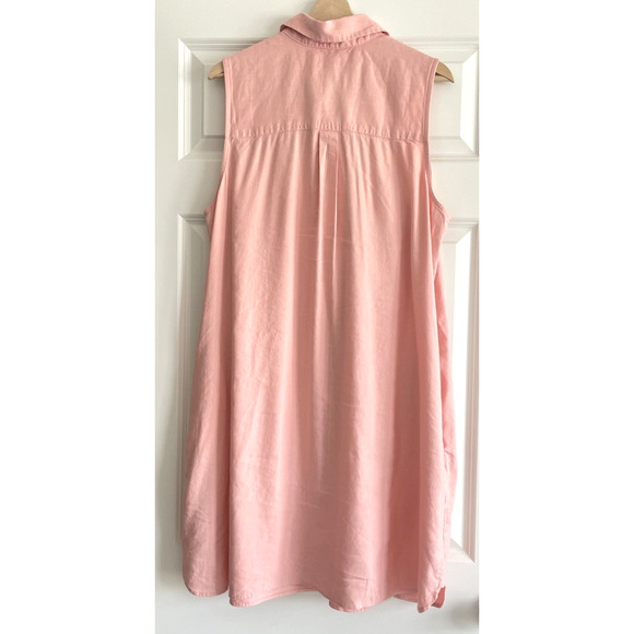 Land's End Womens Shirt Dress Size 16W Linen Blend Sleeveless Pockets - Picture 2 of 8